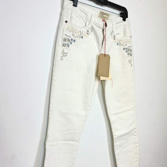 NWT current Elliott  dirty white embroidery jeans - Picture 3 of 8